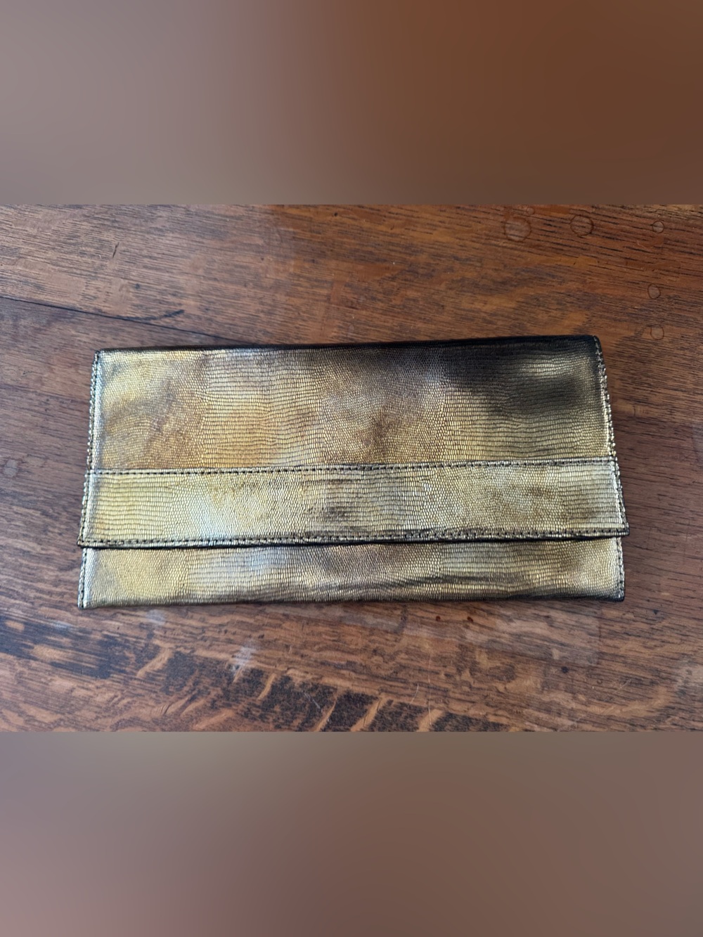 Banana Republic Metallic Gold Foldover Clutch